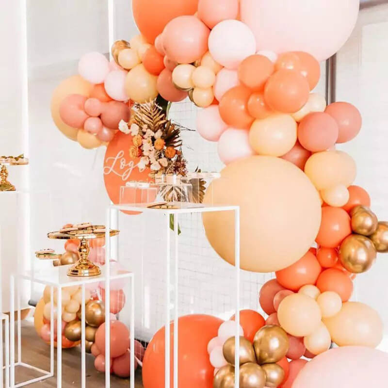 Pink Orange Birthday Balloon Garland Arch Kit-ubackdrop
