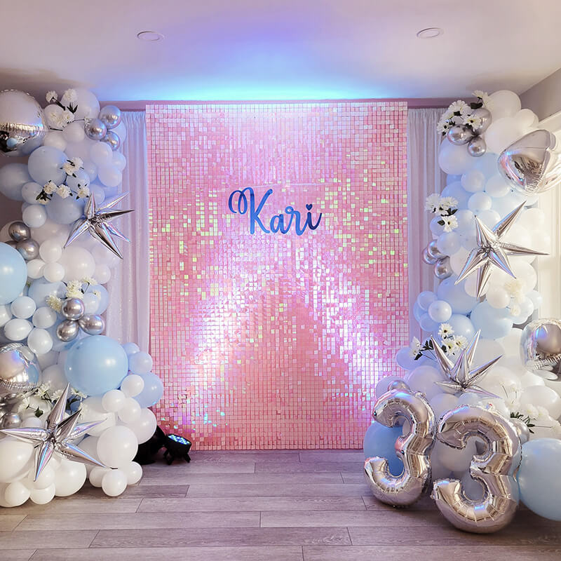 Gradient Pink Shimmer Wall Panels – Easy Setup Wedding/Event/Theme Party Decorations-ubackdrop