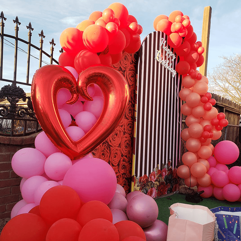 Rose & Stripes Theme Birthday Party Decoration Chiara Backdrop Arched Wall Covers ONLY-ubackdrop