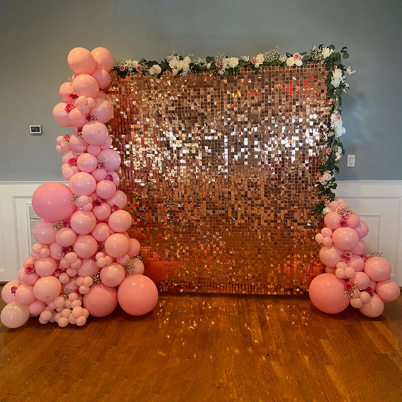 Rosegold Shimmer Wall Panels – Easy Setup Wedding/Event/Theme Party Decorations-ubackdrop