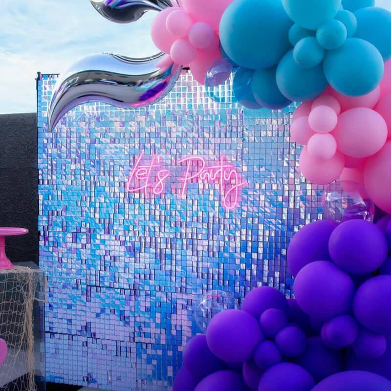 Rainbow Blue Shimmer Wall Panels – Easy Setup Wedding/Event/Theme Party Decorations-ubackdrop