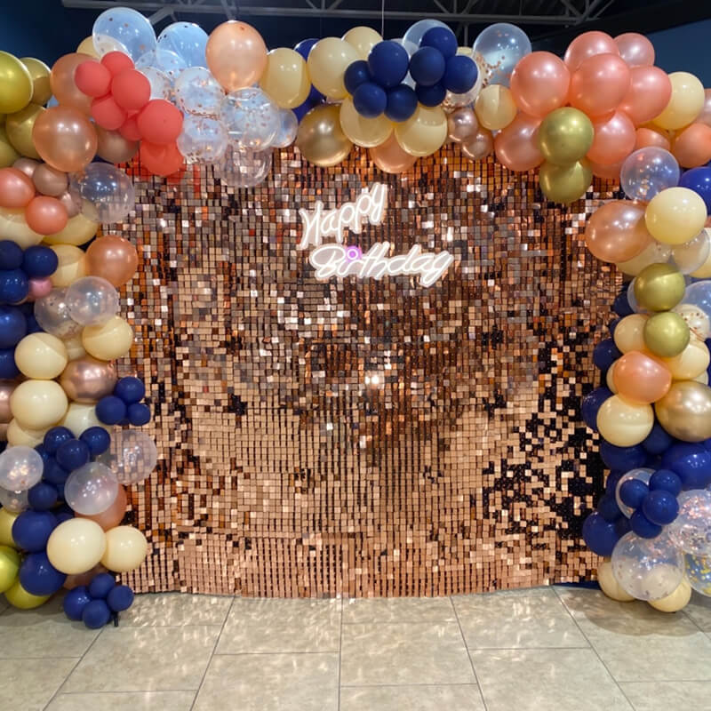 Rosegold Shimmer Wall Panels – Easy Setup Wedding/Event/Theme Party Decorations-ubackdrop