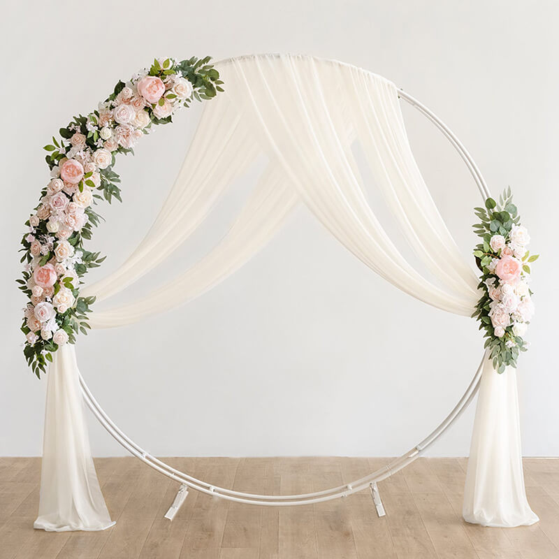 6.5ft Gold Wedding Arch Backdrop Stand Double Layer Round Stand Party Decoration-ubackdrop