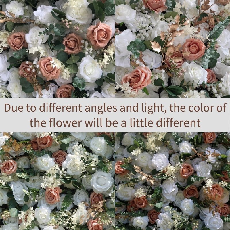 3D Champagne Pink and White Fabric Artificial Flower Wall Wedding Party Decor-ubackdrop