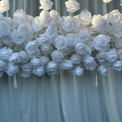 White Rose Hanging Flower Runner Wedding Backdrop Decor-ubackdrop