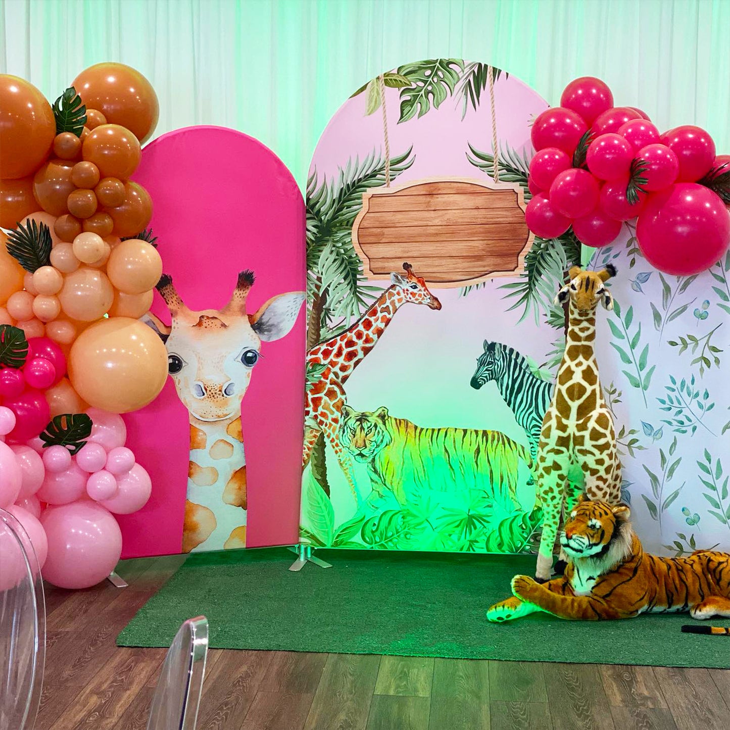 Jungle Wild Pink Themed Baby Shower Birthday Party Backdrops-ubackdrop