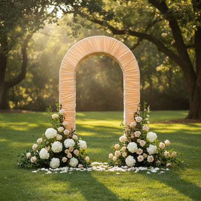 4.3x7ft 3D Dual-Tube Ruched Fabric Cover Arch Stand for Event Decor-ubackdrop
