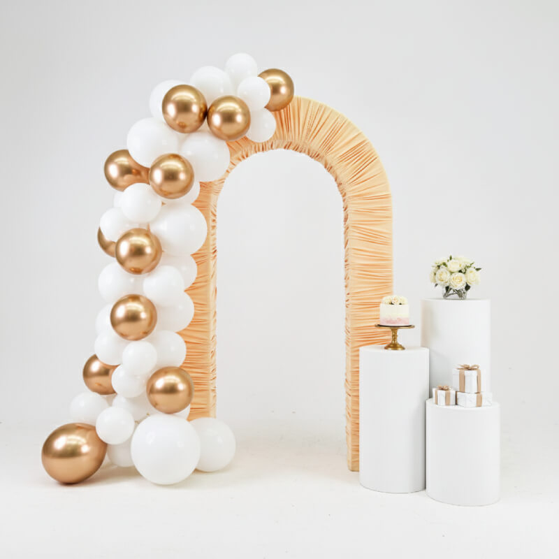 4.3x7ft 3D Dual-Tube Ruched Fabric Cover Arch Stand for Event Decor-ubackdrop