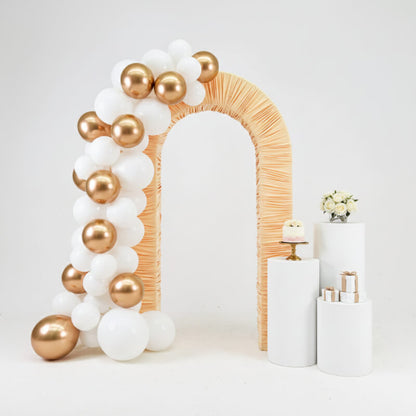 4.3x7ft 3D Dual-Tube Ruched Fabric Cover Arch Stand for Event Decor-ubackdrop