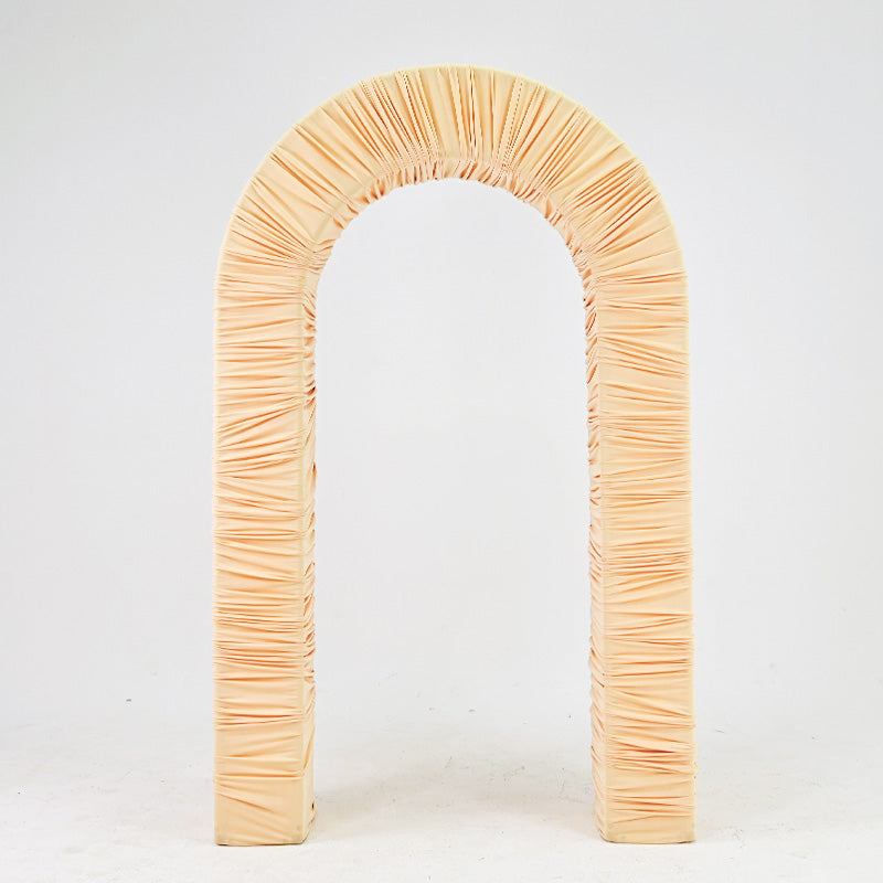 4.3x7ft 3D Dual-Tube Ruched Fabric Cover Arch Stand for Event Decor-ubackdrop