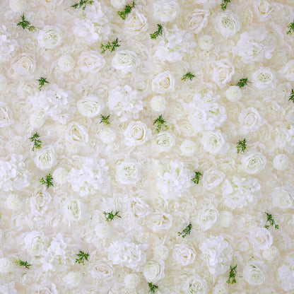3D White Luxury Fabric Artificial Flower Wall Wedding Party Decor-ubackdrop