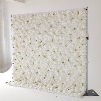 3D White Luxury Fabric Artificial Flower Wall Wedding Party Decor-ubackdrop