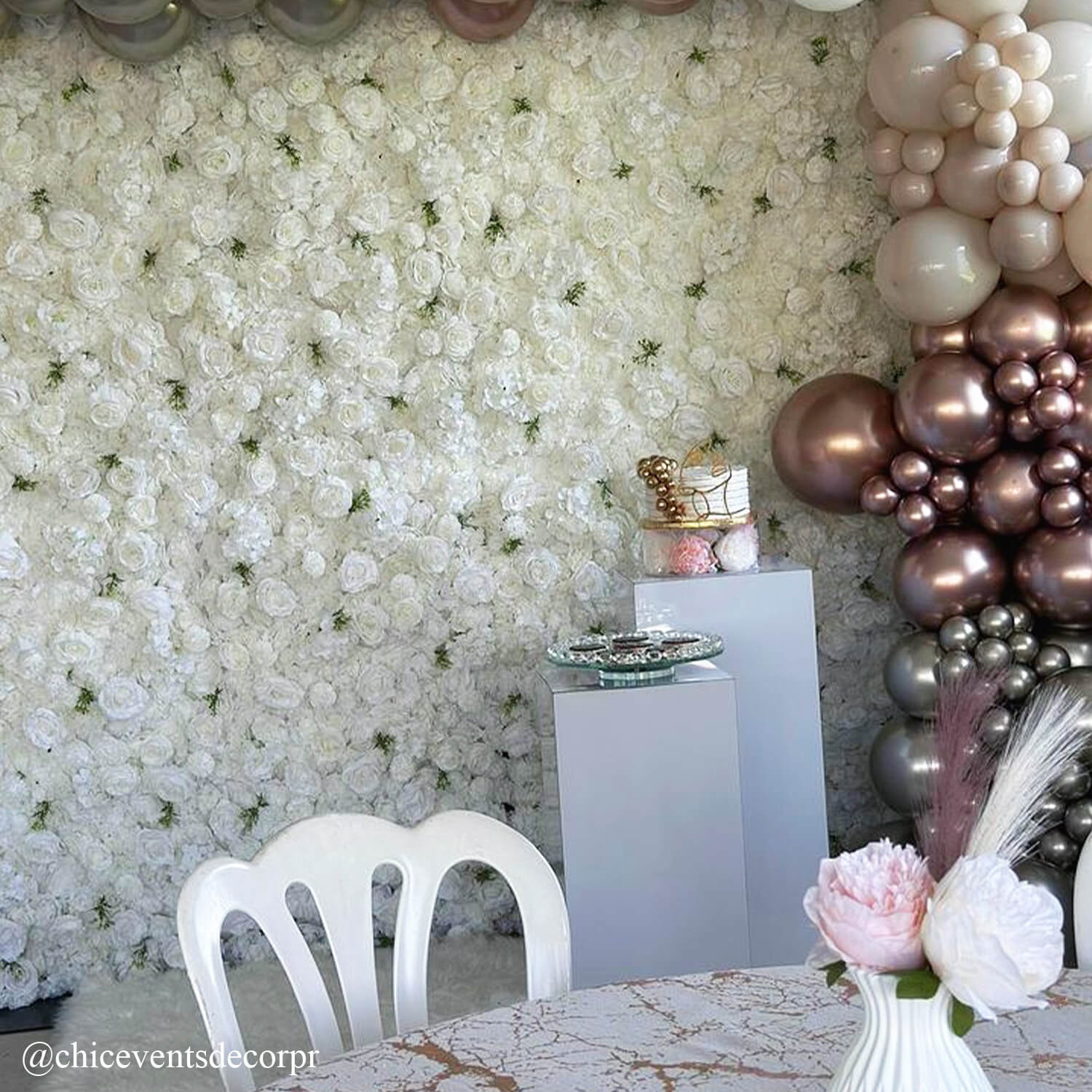 3D White Luxury Fabric Artificial Flower Wall Wedding Party Decor-ubackdrop