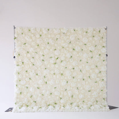 3D White Luxury Fabric Artificial Flower Wall Wedding Party Decor-ubackdrop