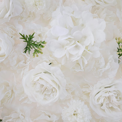 3D White Luxury Fabric Artificial Flower Wall Wedding Party Decor-ubackdrop