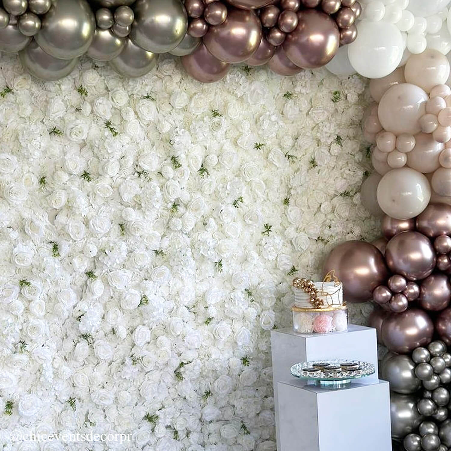 3D White Luxury Fabric Artificial Flower Wall Wedding Party Decor-ubackdrop