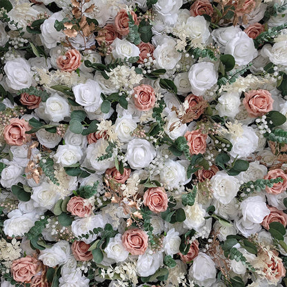 3D Champagne Pink and White Fabric Artificial Flower Wall Wedding Party Decor-ubackdrop