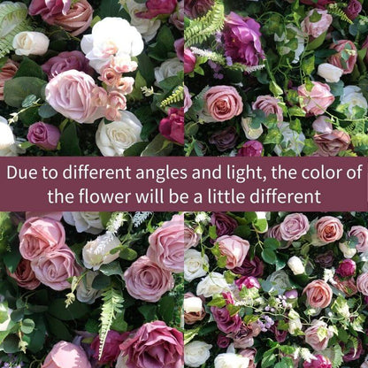 3D Wedding Purple and Pink Fabric Artificial Flower Wall Birthday Party Decor-ubackdrop