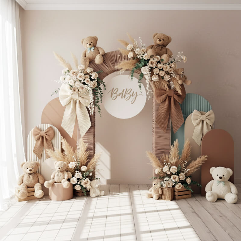 4.3x7ft 3D Dual-Tube Ruched Fabric Cover Arch Stand for Event Decor