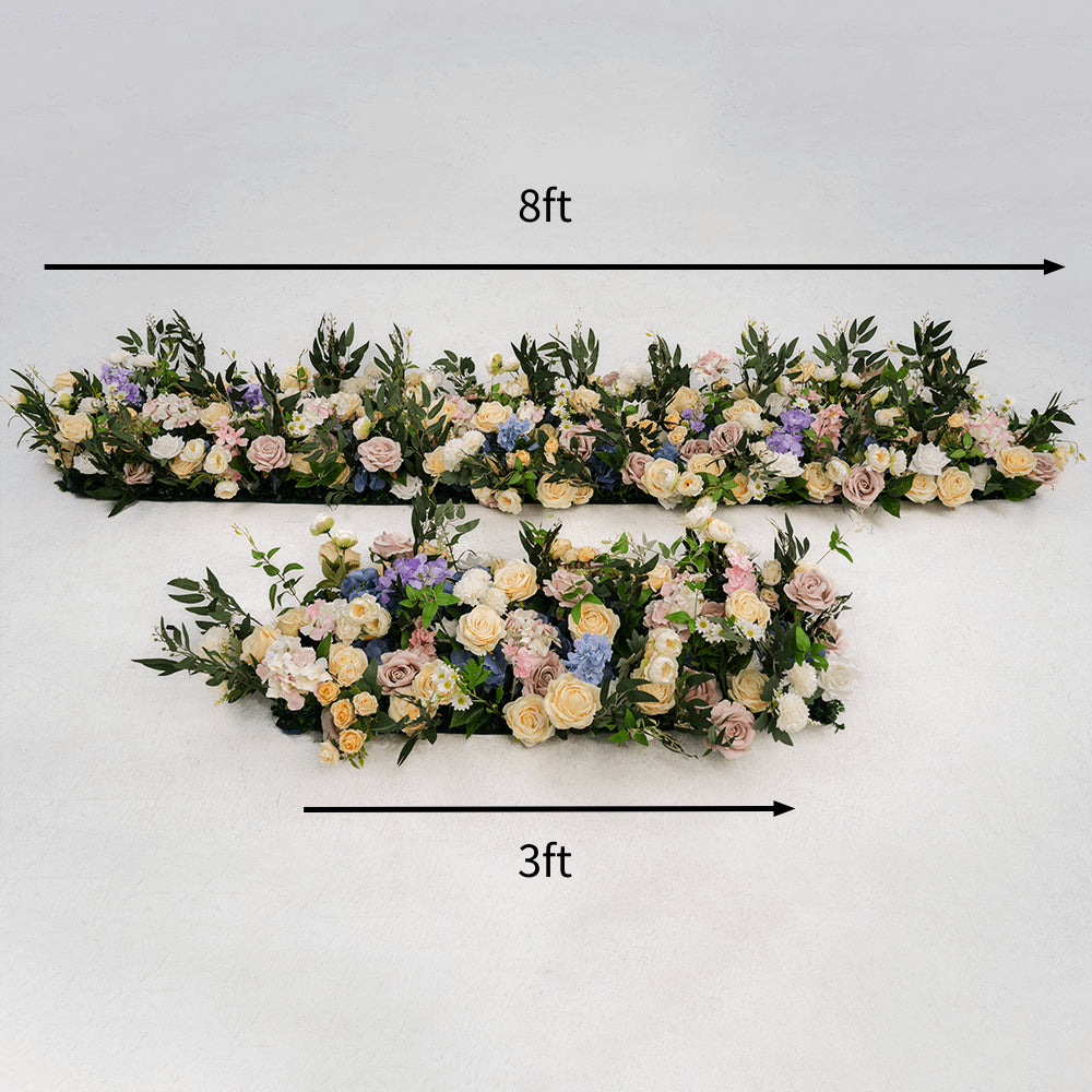 Luxury Pink & Blue Artificial Flower Runner for Wedding Decor-ubackdrop