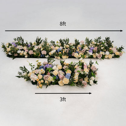 Luxury Pink & Blue Artificial Flower Runner for Wedding Decor-ubackdrop