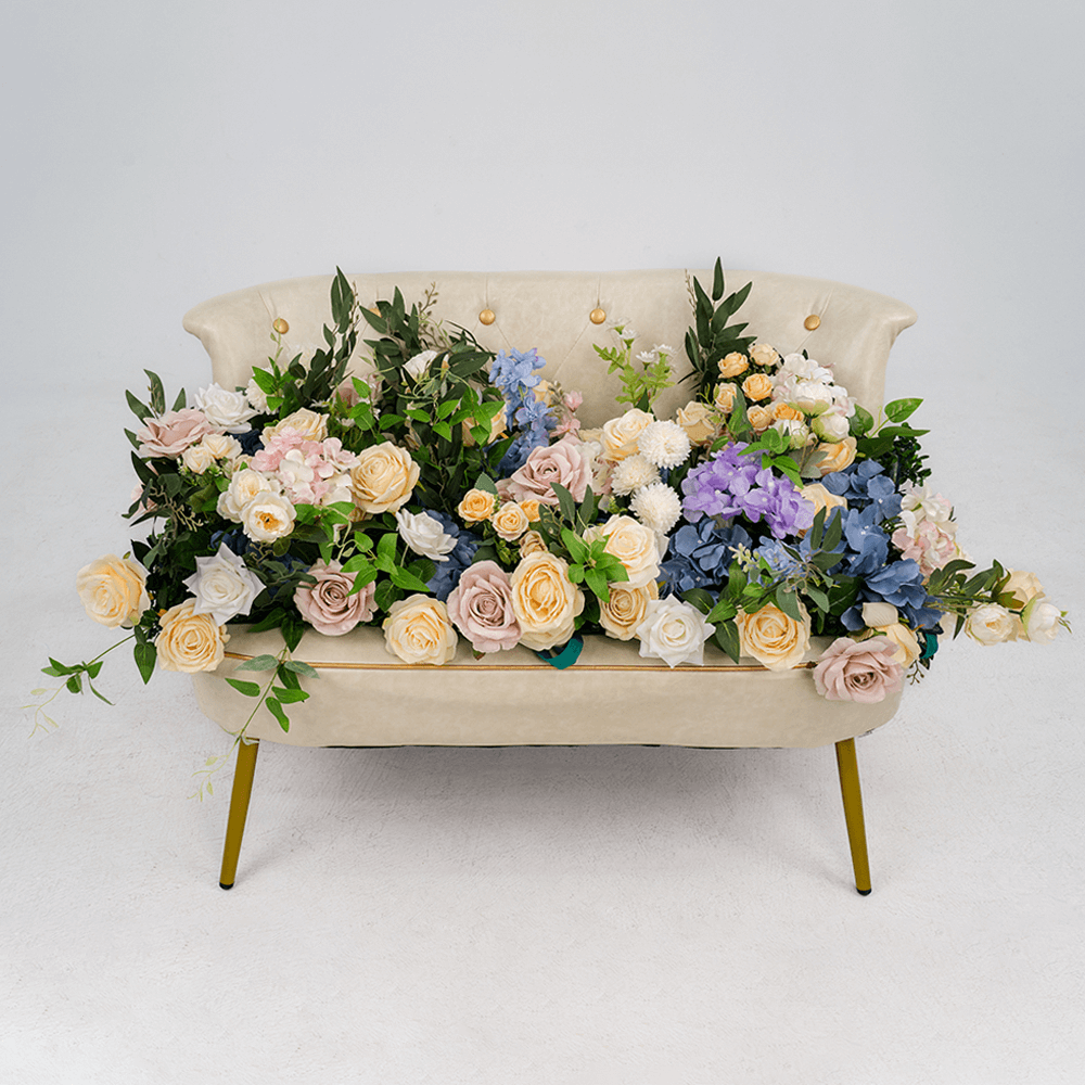 Luxury Pink & Blue Artificial Flower Runner for Wedding Decor-ubackdrop