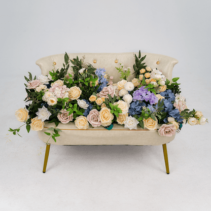 Luxury Pink & Blue Artificial Flower Runner for Wedding Decor-ubackdrop