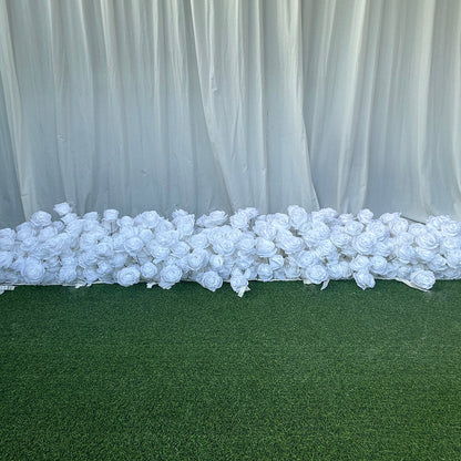 White Rose Hanging Flower Runner Wedding Backdrop Decor-ubackdrop