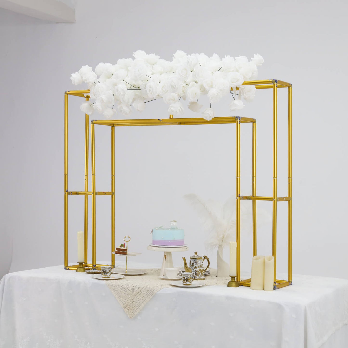 4x5ft Golden Table Centerpiece Arch Frame Stand for Party Decoration