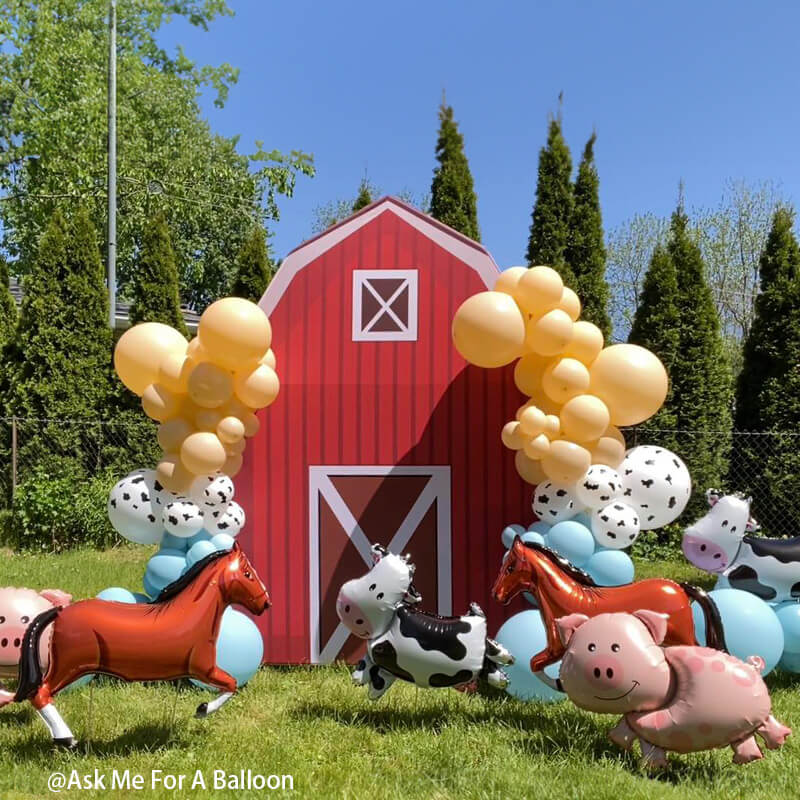 5.3x8ft Barn Backdrop Stand | Farm Themed Birthday Party Decoration Prop-ubackdrop