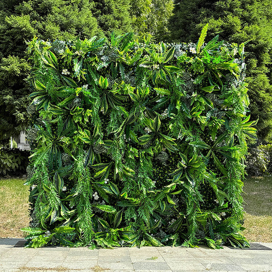 5D Green Jungle Fabric Artificial Flower Wall Party Decor Outdoor