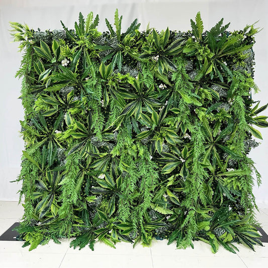 5D Green Jungle Fabric Artificial Flower Wall Party Decor Outdoor-ubackdrop