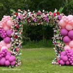 5D Purple Pink Fabric Artificial Arch Flower Wall For Wedding