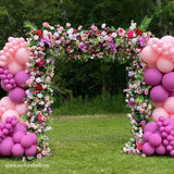 5D Purple Pink Fabric Artificial Arch Flower Wall For Wedding
