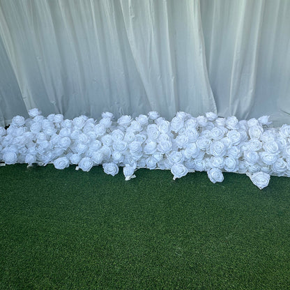 White Rose Hanging Flower Runner Wedding Backdrop Decor-ubackdrop