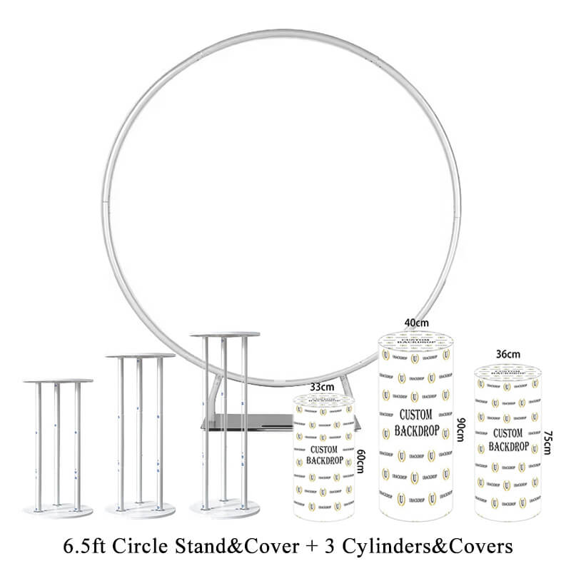 6.5ft Circle Stand + Circle Cover + 3 Cylinders + 3 Cylinders Covers-ubackdrop