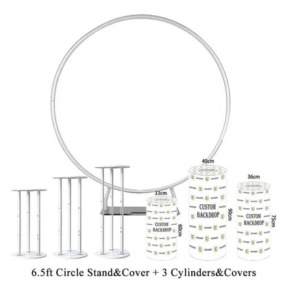 6.5ft Circle Stand + Circle Cover + 3 Cylinders + 3 Cylinders Covers-ubackdrop