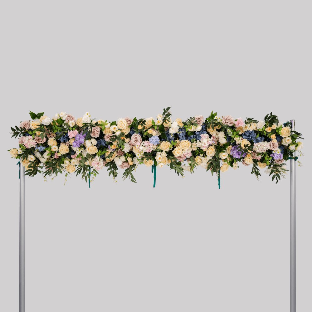 Luxury Pink & Blue Artificial Flower Runner for Wedding Decor-ubackdrop