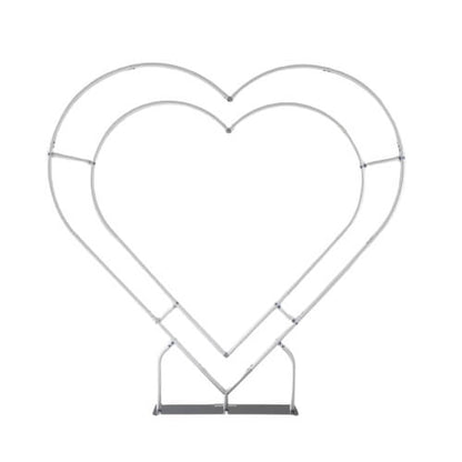 8ft Party & Hoop Balloon Double Layer Heart Shape Loop Flower Arch Photo Booth Backdrop Stand Heart Backdrop-ubackdrop