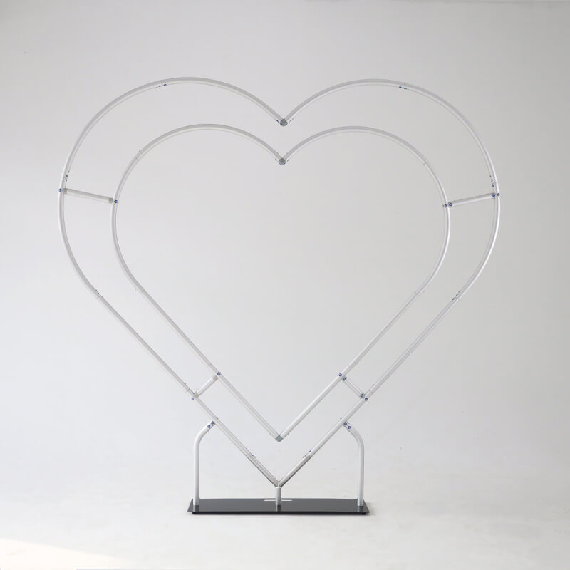 8ft Party & Hoop Balloon Double Layer Heart Shape Loop Flower Arch Photo Booth Backdrop Stand Heart Backdrop-ubackdrop