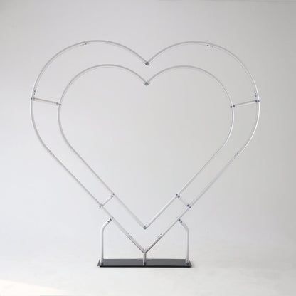 8ft Party & Hoop Balloon Double Layer Heart Shape Loop Flower Arch Photo Booth Backdrop Stand Heart Backdrop-ubackdrop