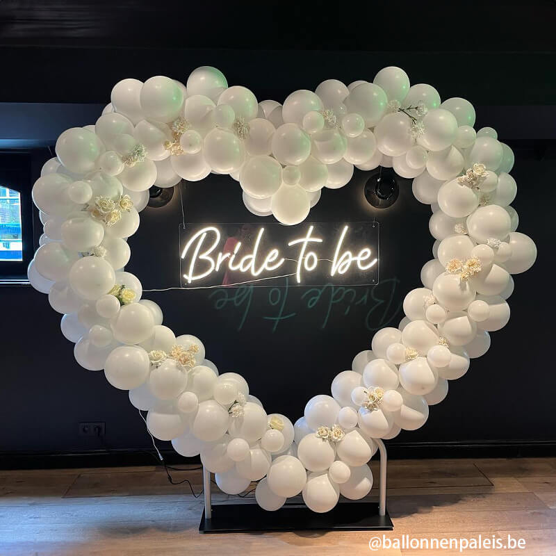 8ft Party & Hoop Balloon Double Layer Heart Shape Loop Flower Arch Photo Booth Backdrop Stand Heart Backdrop-ubackdrop