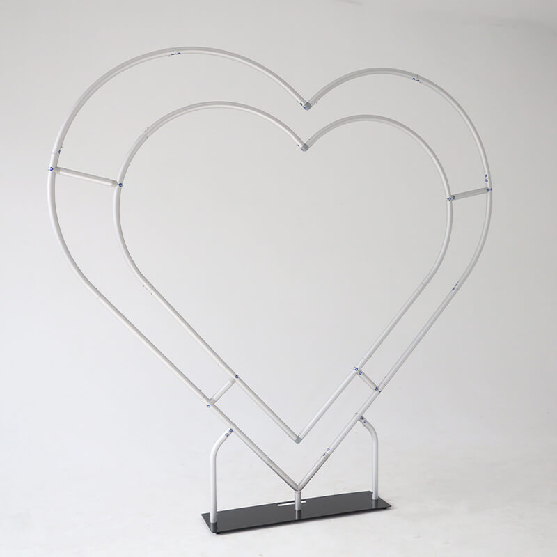 8ft Party & Hoop Balloon Double Layer Heart Shape Loop Flower Arch Photo Booth Backdrop Stand Heart Backdrop-ubackdrop