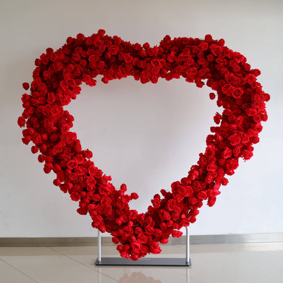 8ft Romantic Atmosphere Heart Shaped Red Rose Flower Wall Wedding Deco