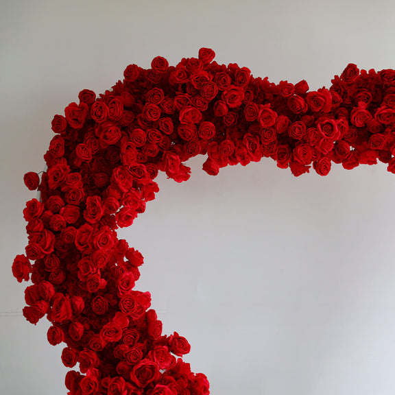 8ft Romantic Atmosphere Heart Shaped Red Rose Flower Wall Wedding Deco