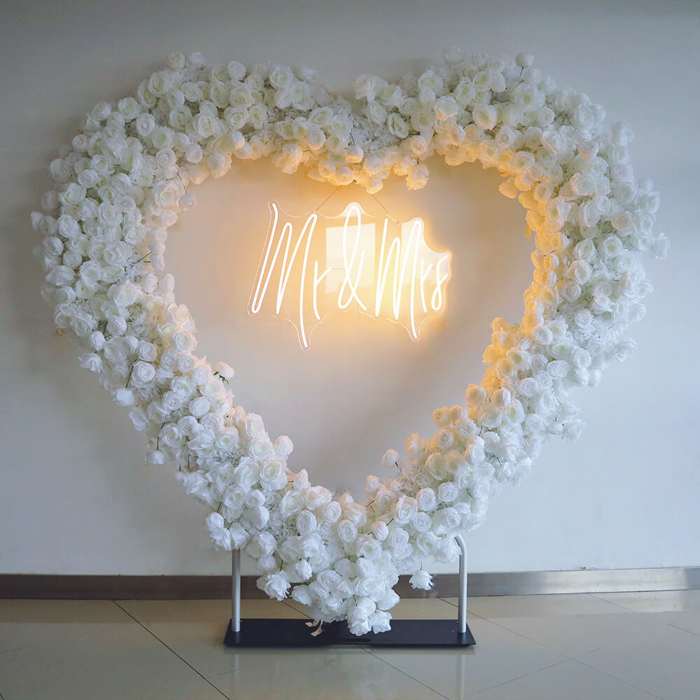 8ft Party & Hoop Balloon Double Layer Heart Shape Loop Flower Arch Photo Booth Backdrop Stand Heart Backdrop-ubackdrop