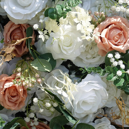 3D Champagne Pink and White Fabric Artificial Flower Wall Wedding Party Decor-ubackdrop