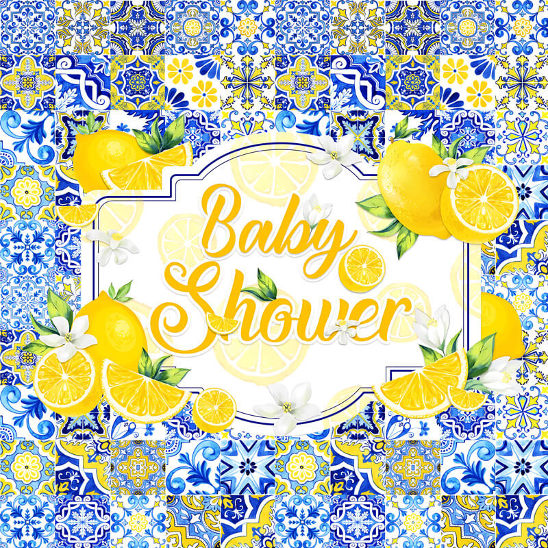 Amalfi Coast Lemon Newborn Baby Shower Party Backdrop-ubackdrop