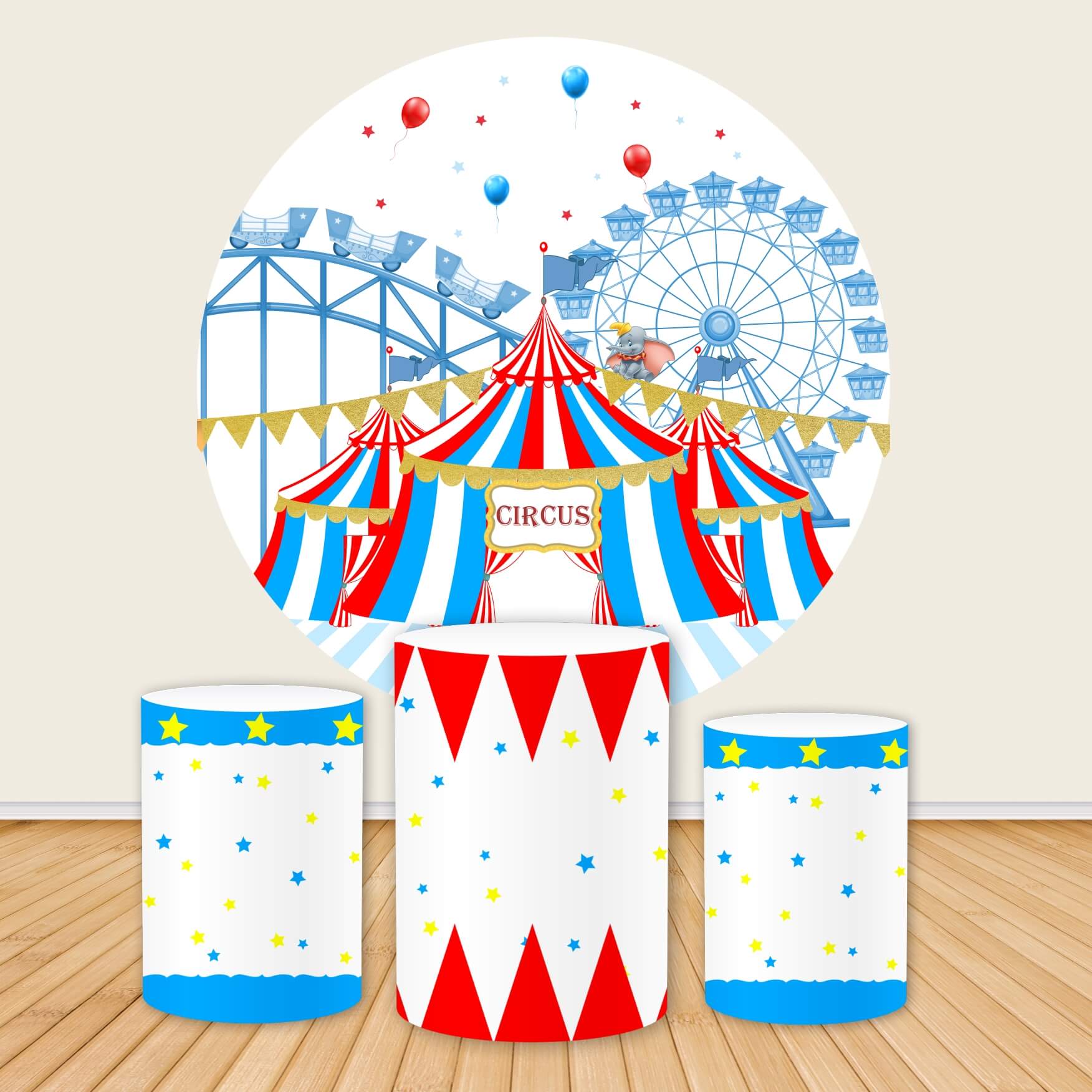 Amusement Park Circus Round Brithday Backdrop Cover-ubackdrop
