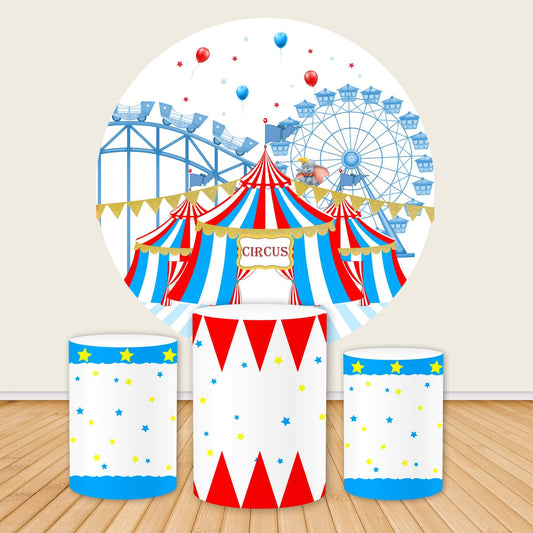 Amusement Park Circus Round Brithday Backdrop Cover-ubackdrop